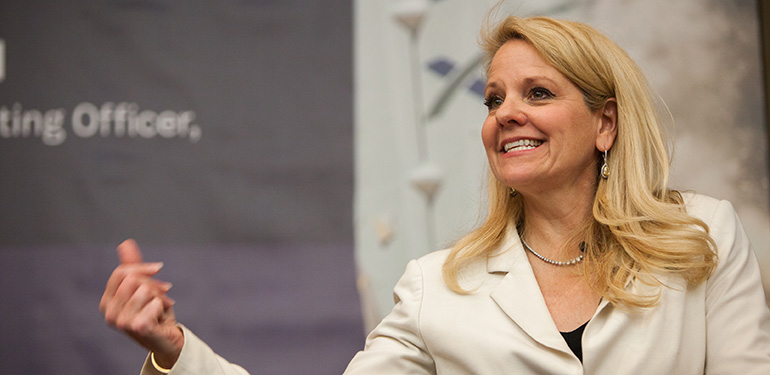 McCormick alumni join a network of whole-brain engineers. Pictured: Gwynne Shotwell (’86, MS ’88), president and COO of SpaceX.