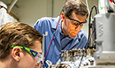 Professor Hersam and colleague working in lab