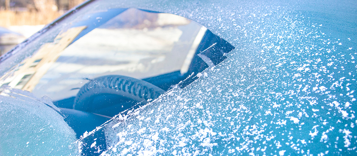 A frosty windshield