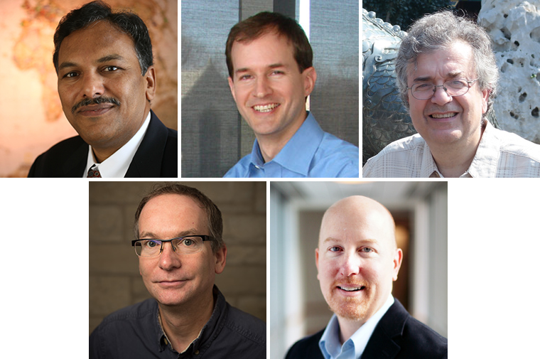 Top, from left: Vinayak Dravid, Matthew Grayson, Mercouri Kanatzidis. Bottom, from left: G. Jeffrey Snyder, Chris Wolverton