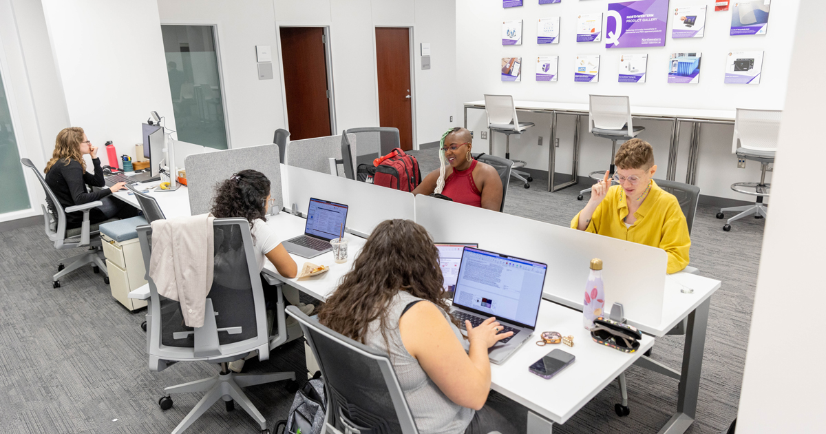 Students working at computers