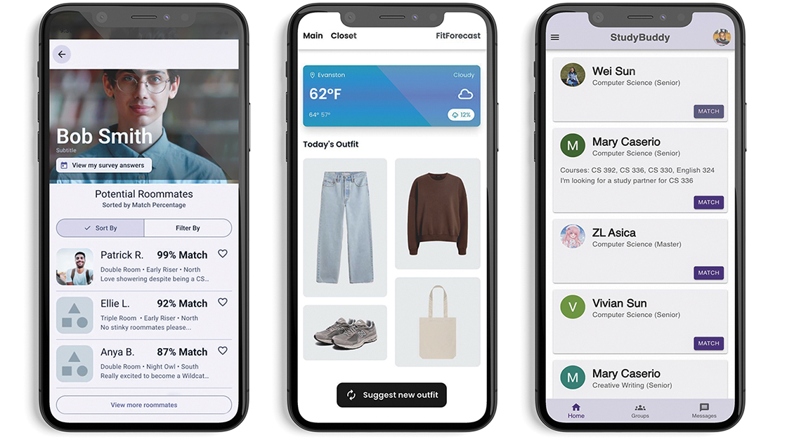 Full-stack web software prototypes, developing three applications for mobile devices